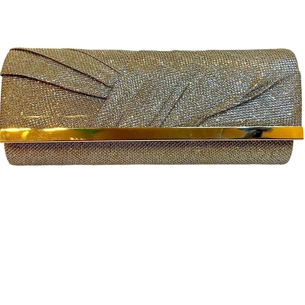 Gunne Sax by Jessica McClintock Gold Magnetic Clutch to Crossbody Formal Bag